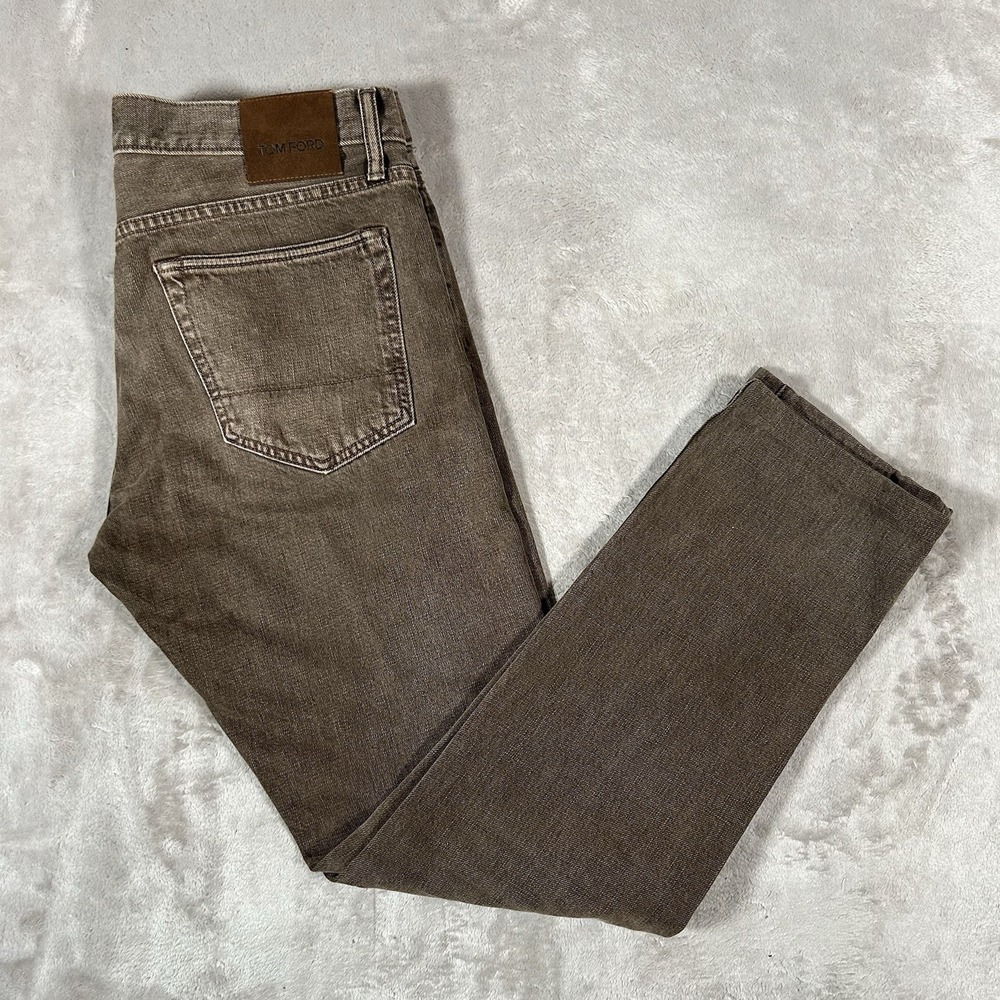 Tom Ford Mens Brown Slim Stretch Jeans 32x30 5-Pocket Button Fly Made USA